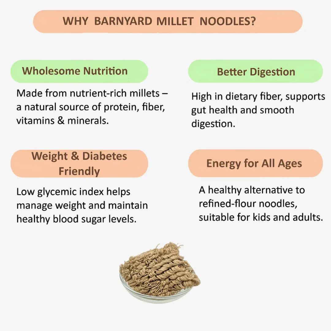 Gj Global Barnyard Millet Noodles | Kuthiraivali Noodles - 180 g (Pack of 2) - Orgoshops