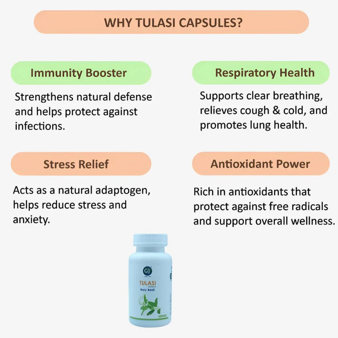 Gj Global Tulasi Capsules - 50 Capsules (500 mg) - Orgoshops