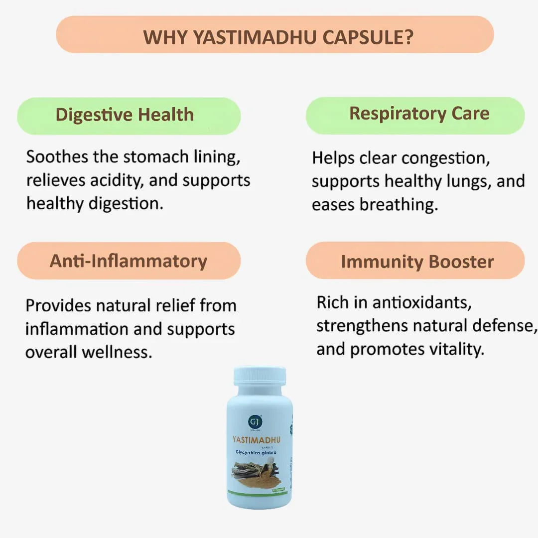 Gj Global Yastimadhu Capsules - 50 Capsules (500 mg) - Orgoshops