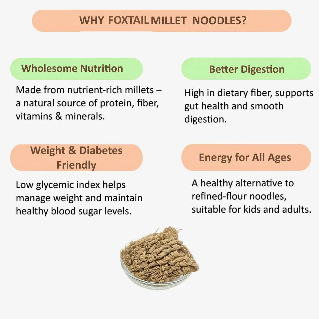 Gj Global Foxtail Millet Noodles | Thinai Noodles - 180 g (Pack of 2) - Orgoshops