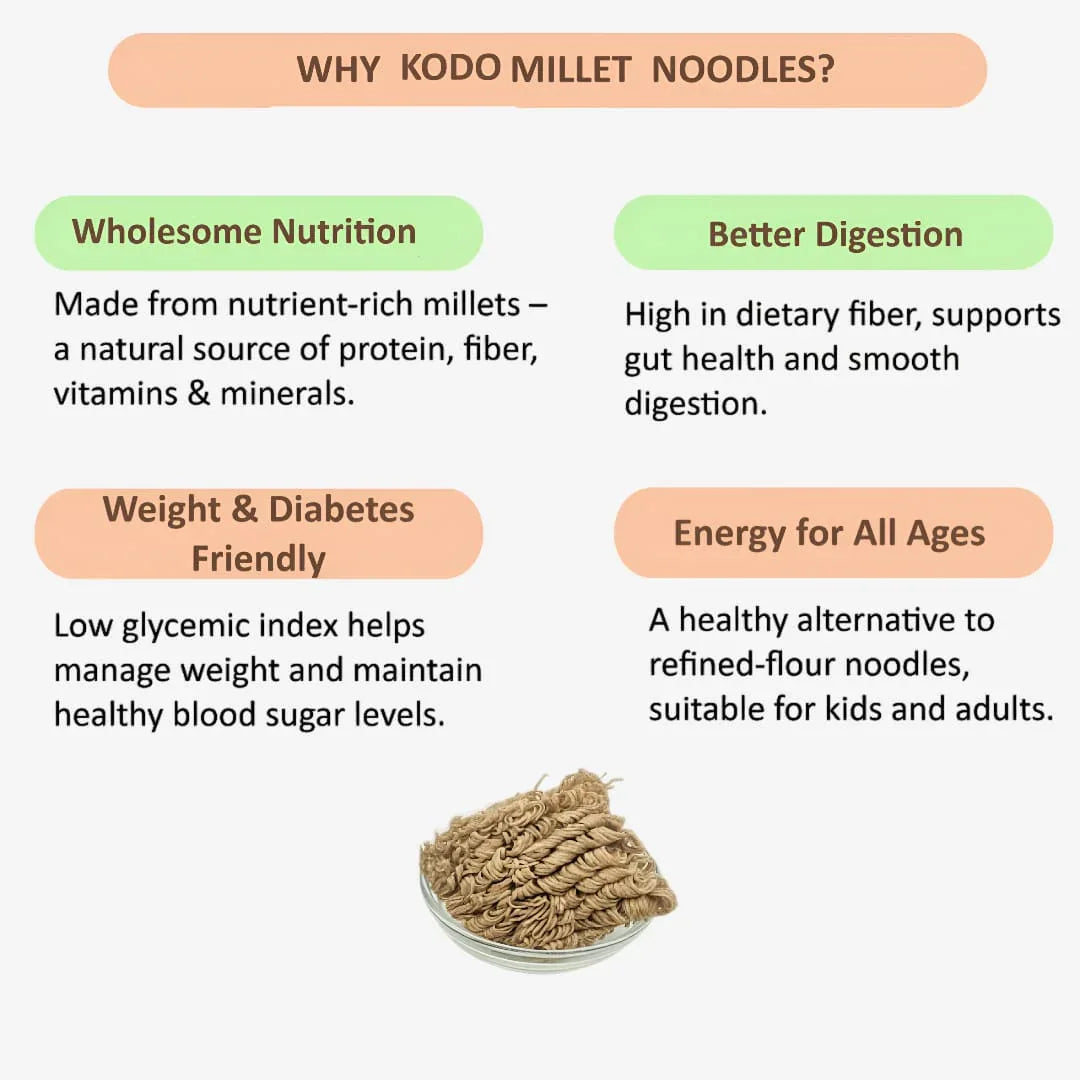 Gj Global Kodo Millet Noodles | Varagu Noodles - 180 g (Pack of 2) - Orgoshops