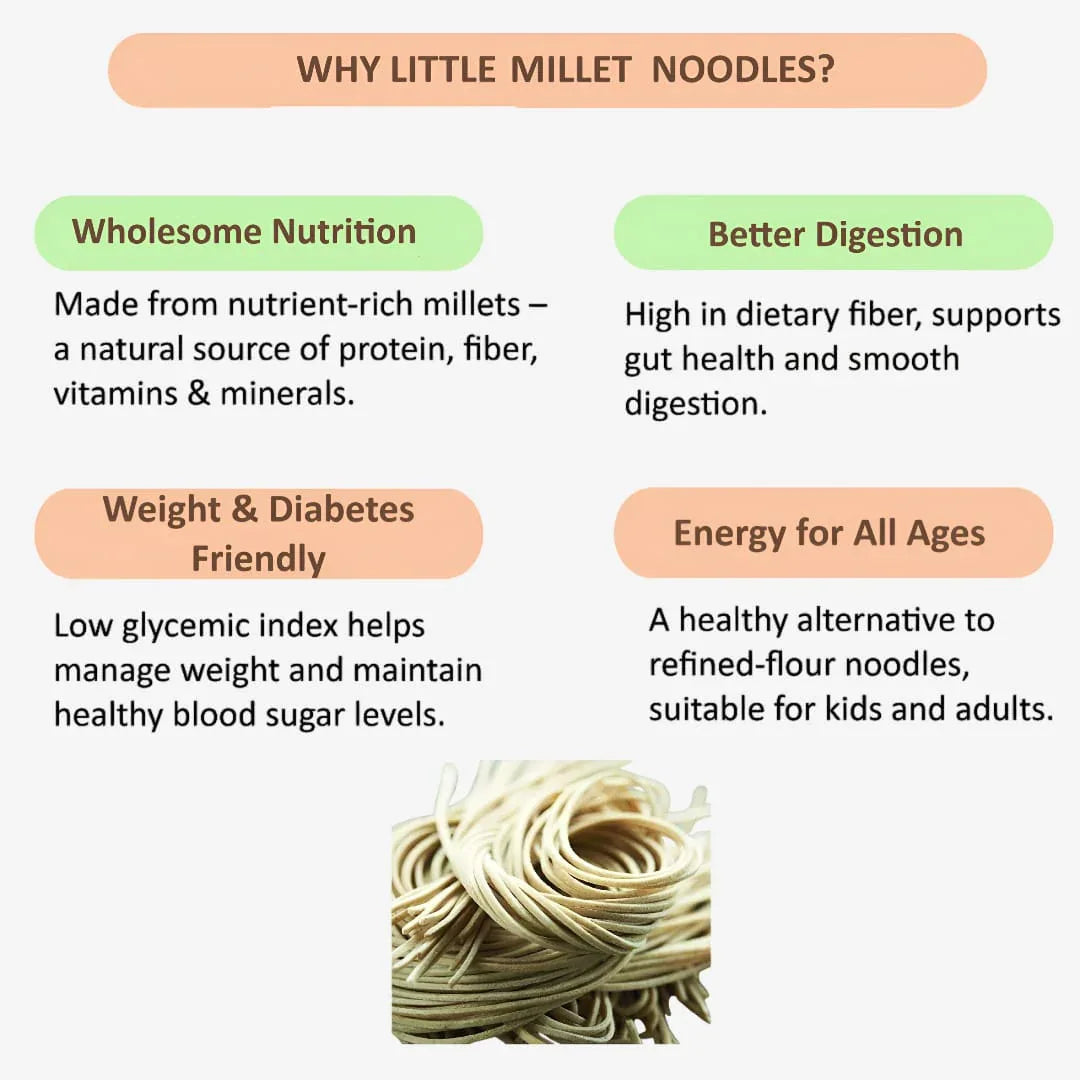 Gj Global Little Millet Noodles | Saamai Noodles - 180 g (Pack of 2) - Orgoshops