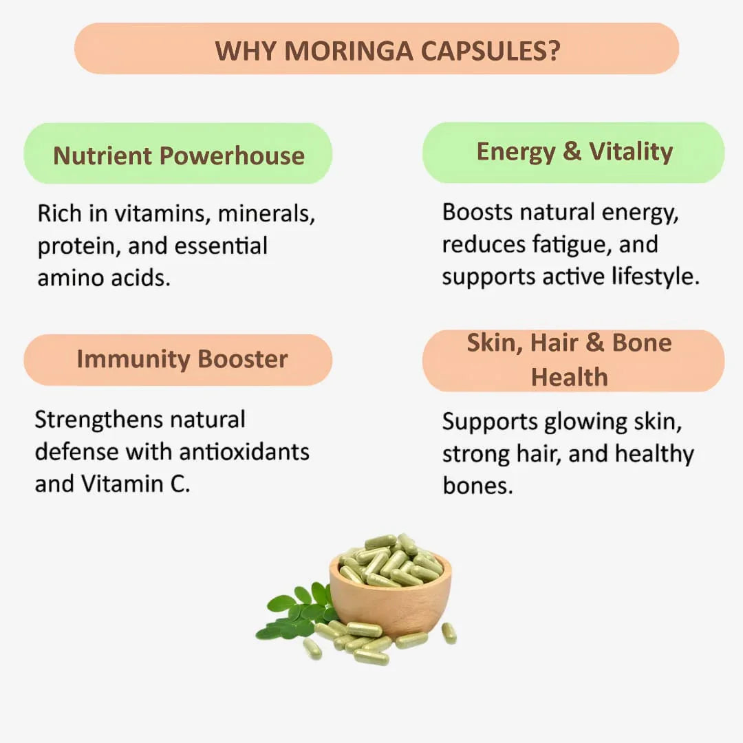 Gj Global Moringa Capsules - 50 Capsules (500 mg) - Orgoshops