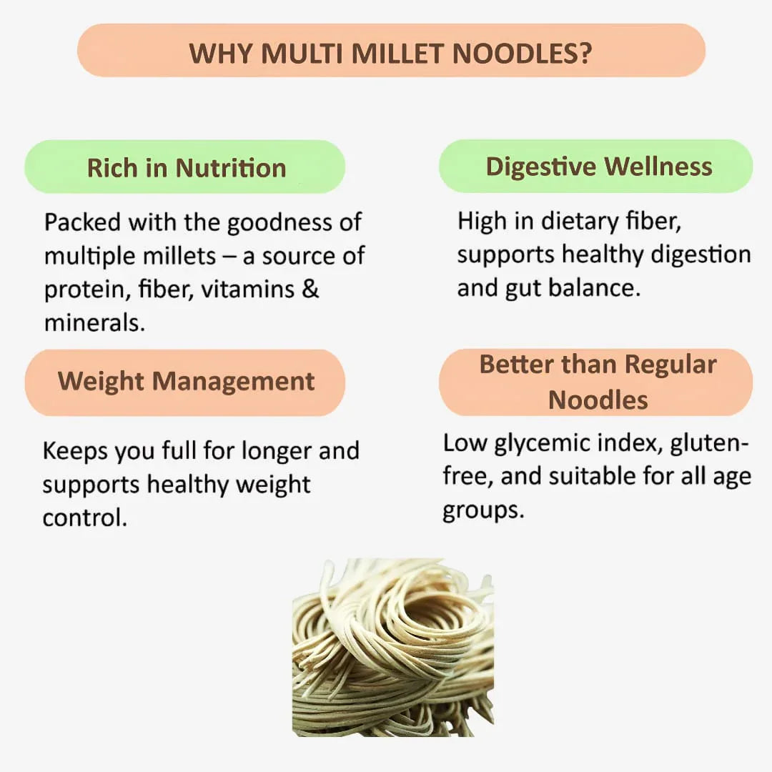 Gj Global Multi Millet Noodles | Navathaniya Noodles - 180 g (Pack of 2) - Orgoshops