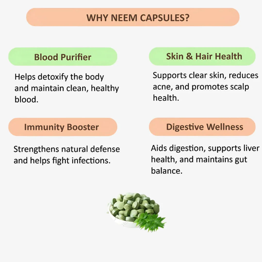 Gj Global Neem Capsules - 50 Capsules (500 mg) - Orgoshops