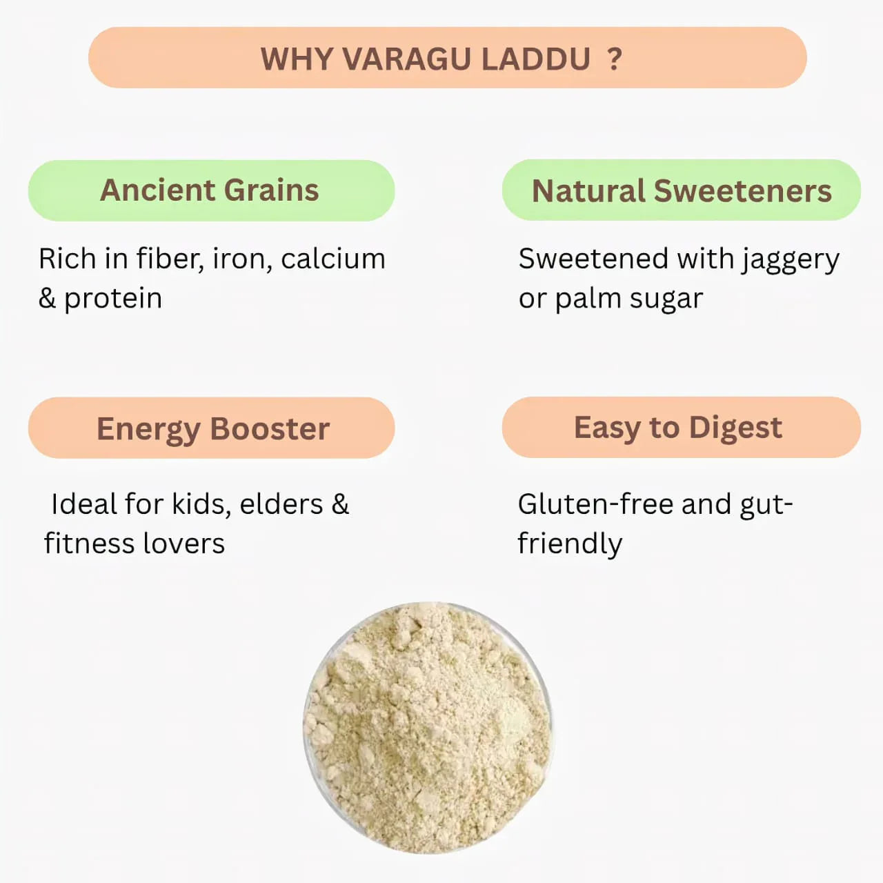 Roohi Kodo Millet / Varagu Laddu - 150 gram - Orgoshops