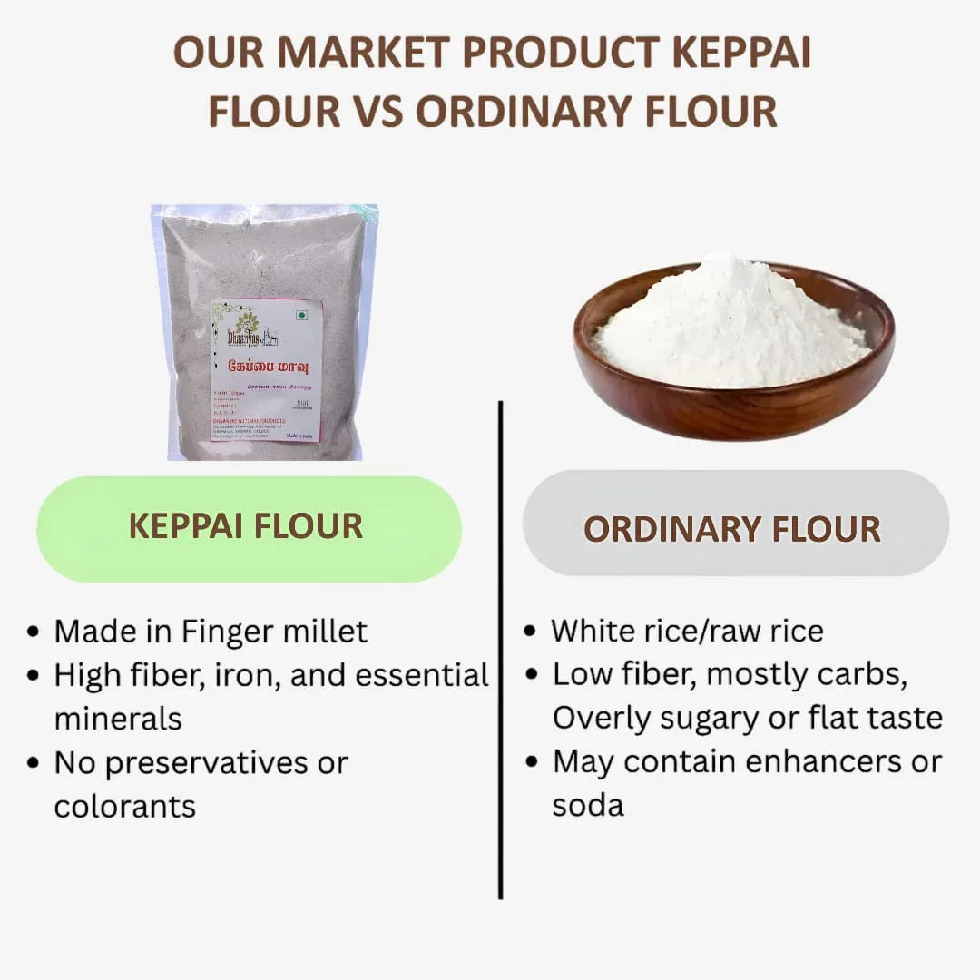 Dhaanyas Keppai Flour - 450 Gms (Pack of 3) - Orgoshops