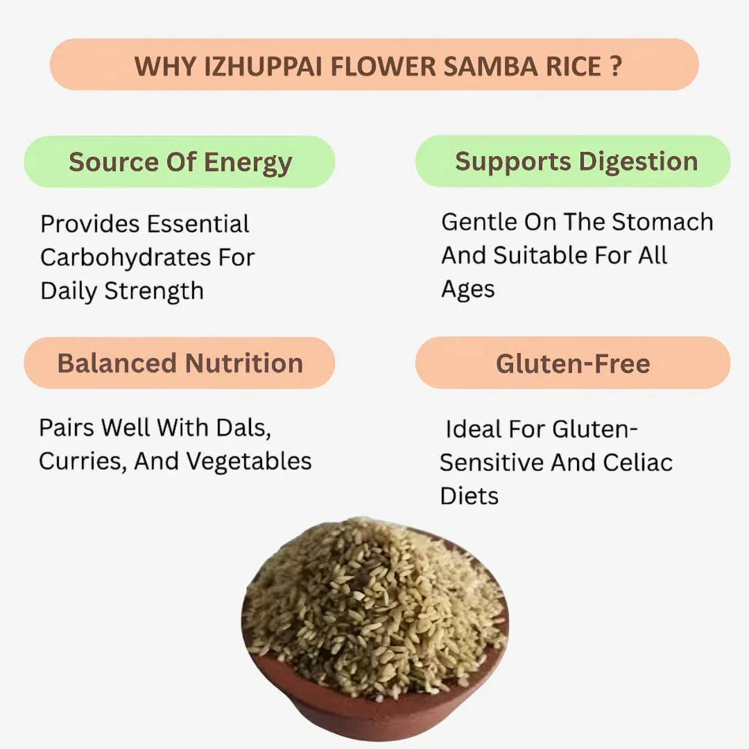 Araikkal Izhuppai Flower Samba Rice / Izhuppai Arisi - 500 g - Orgoshops