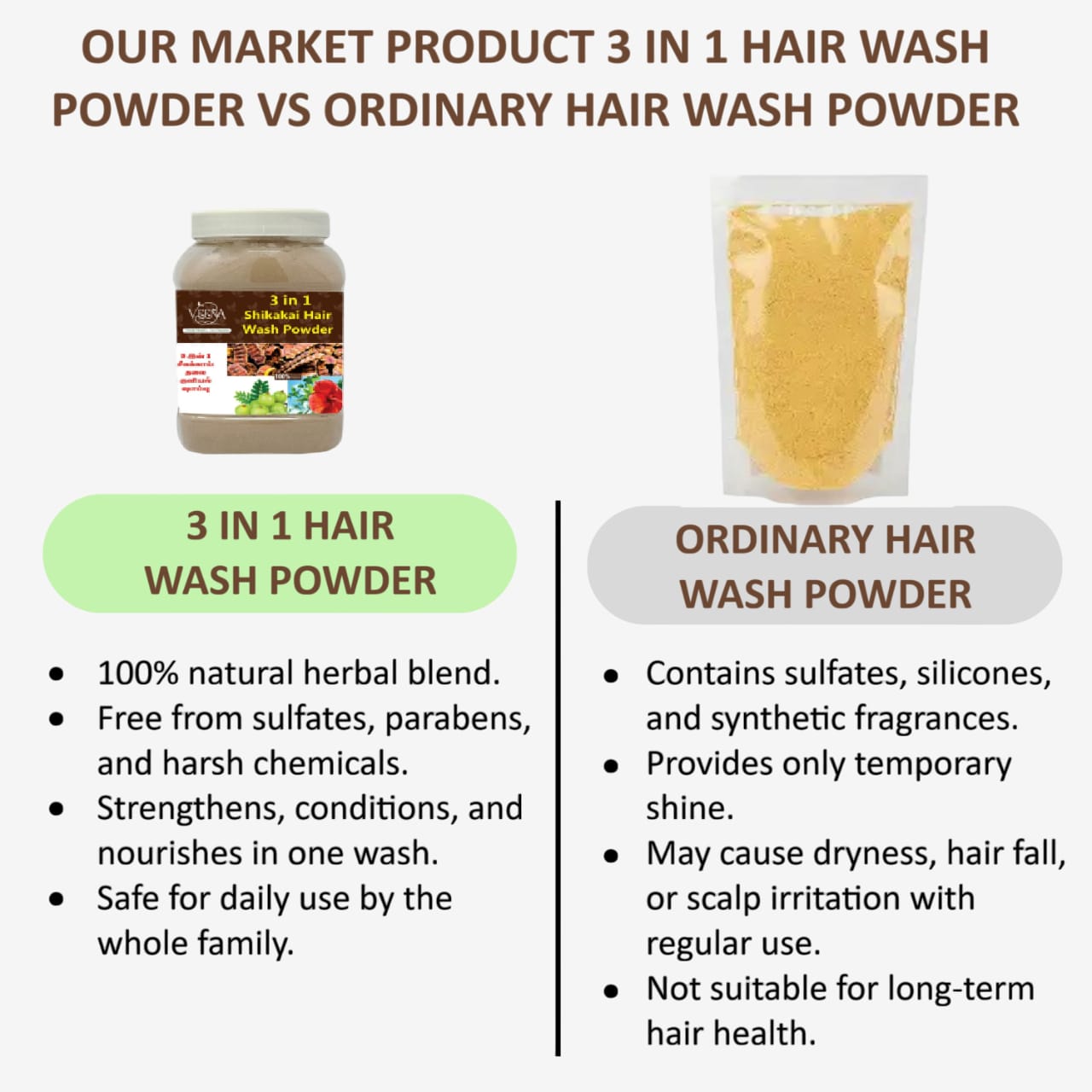 Veena 3 in 1 Hair Wash Powder - 400g