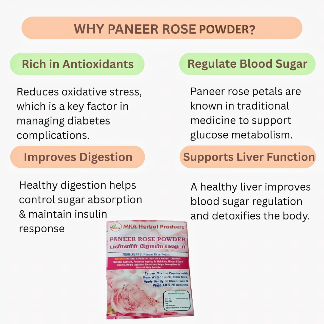 MKA Herbal Paneer Rose Powder - 50 g (Pack of 2)