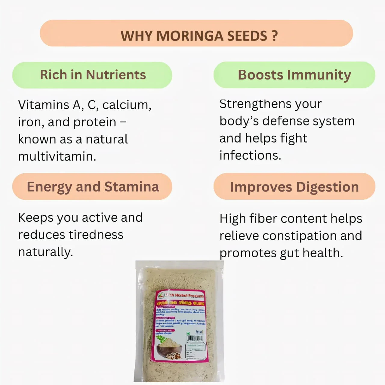 MKA Herbal Moringa Vidhai Podi - 100 g - Orgoshops
