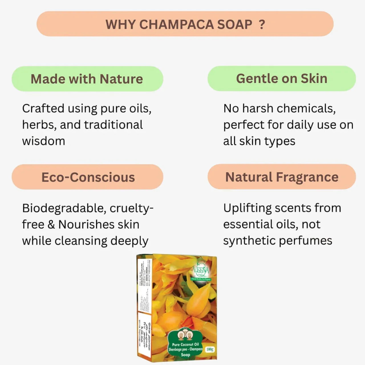 Veena Champaca | Shenbagapoo Soap - 100g ( Pack of 2 ) - Orgoshops