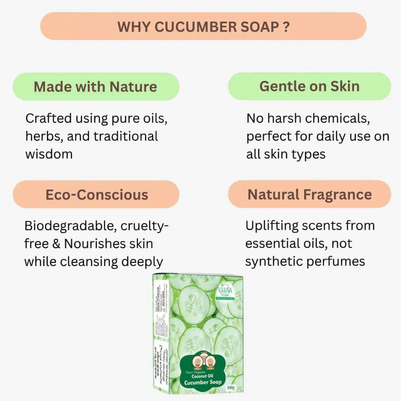 Veena Cucumber Soap - 100g ( Pack of 3 ) - Orgoshops