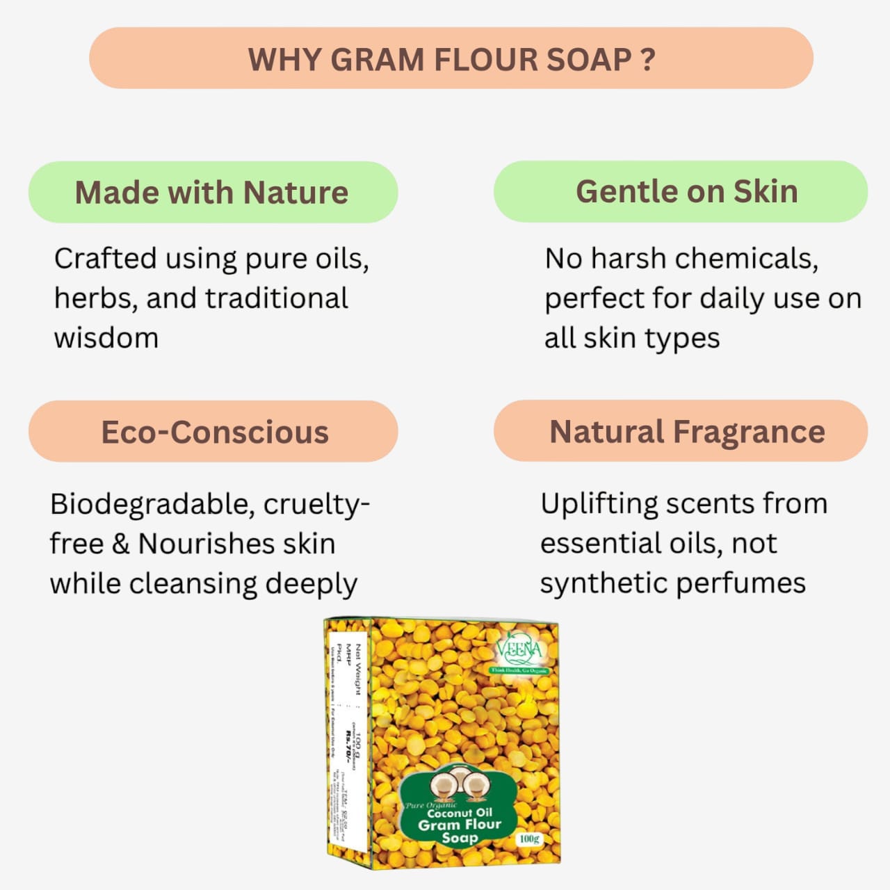 Veena Gram Flour Soap - 100 g ( Pack of 3)