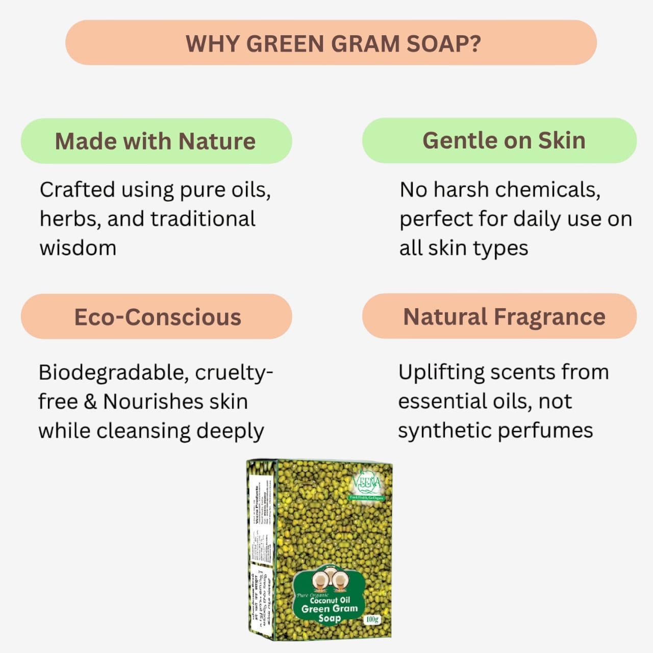 Veena Green Gram Soap - 100 g ( Pack of 3)