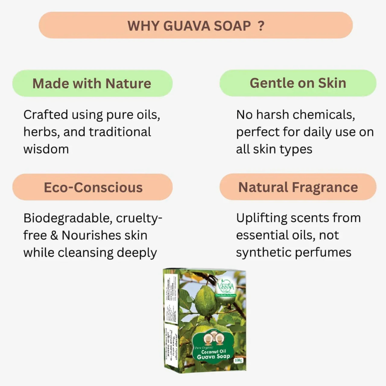 Veena Guava Soap - 100g ( Pack of 3) - Orgoshops