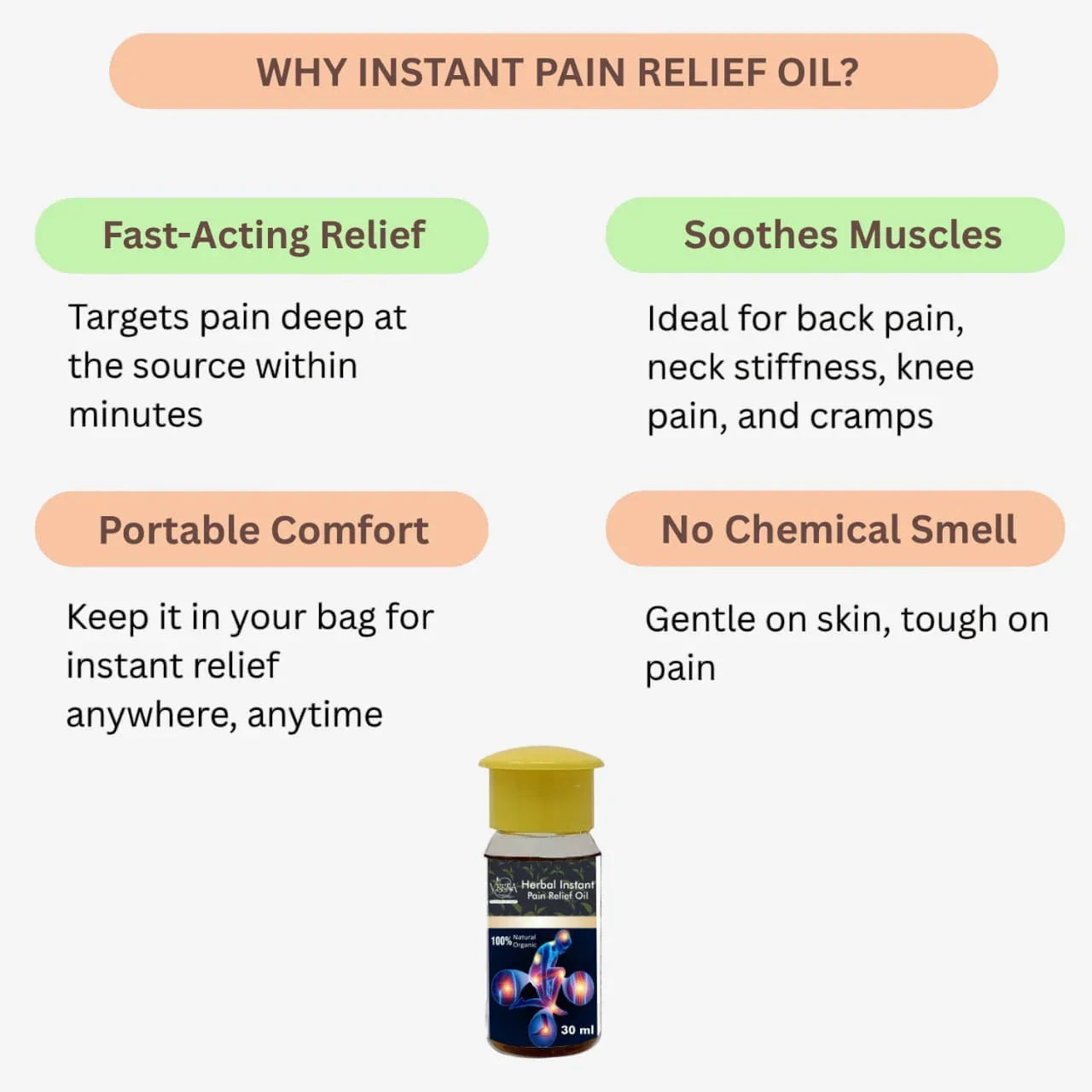 Veena Instant Pain Relief Oil - 30ml ( Pack of 3 ) - Orgoshops