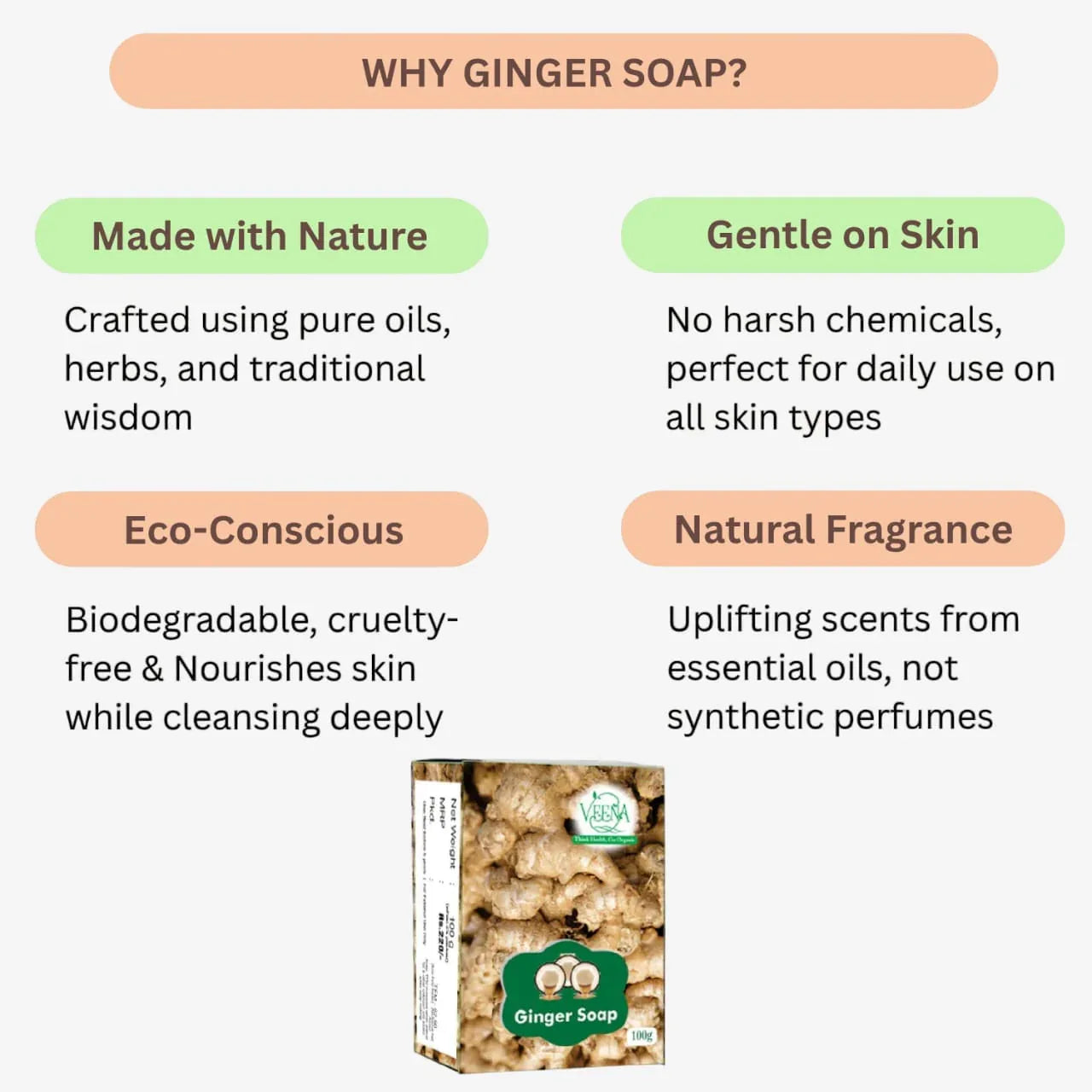 Veena Ginger Soap - 100g - Orgoshops