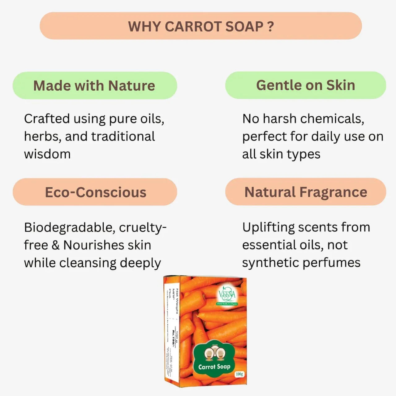 Veena Carrot Soap - 100g - Orgoshops