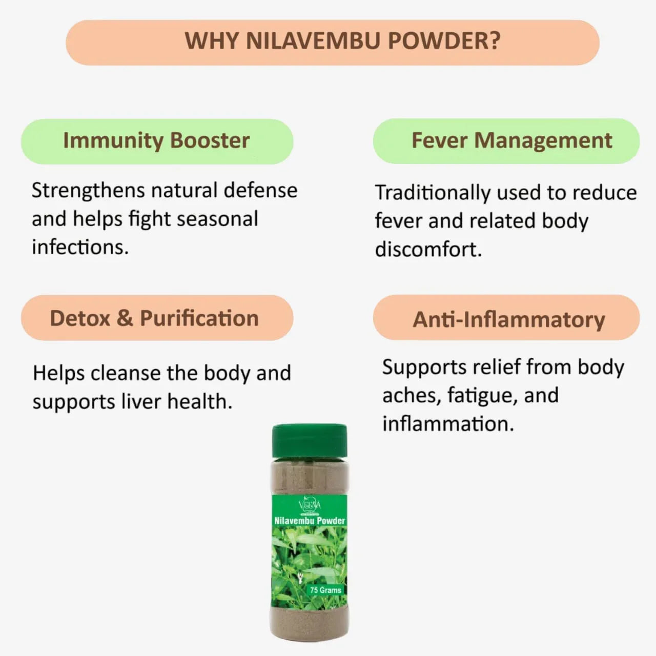 Veena Nilavembu Powder - 75g ( Pack of 3 ) - Orgoshops
