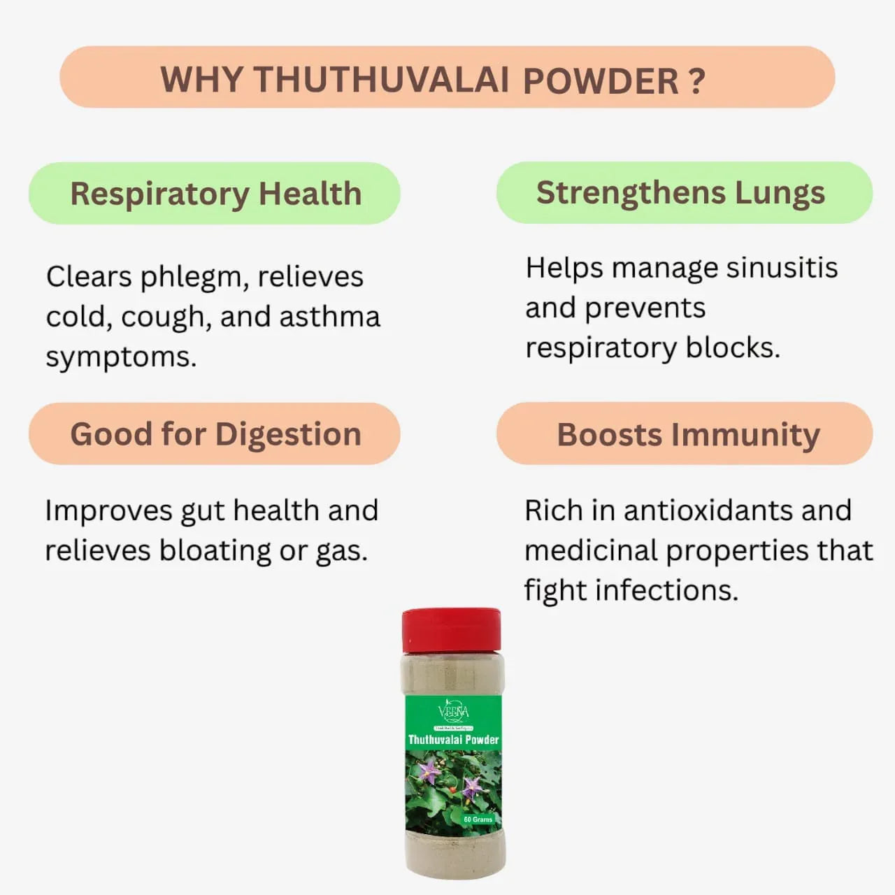 Veena Thuthuvalai Powder - 60g ( Pack of 2 ) - Orgoshops