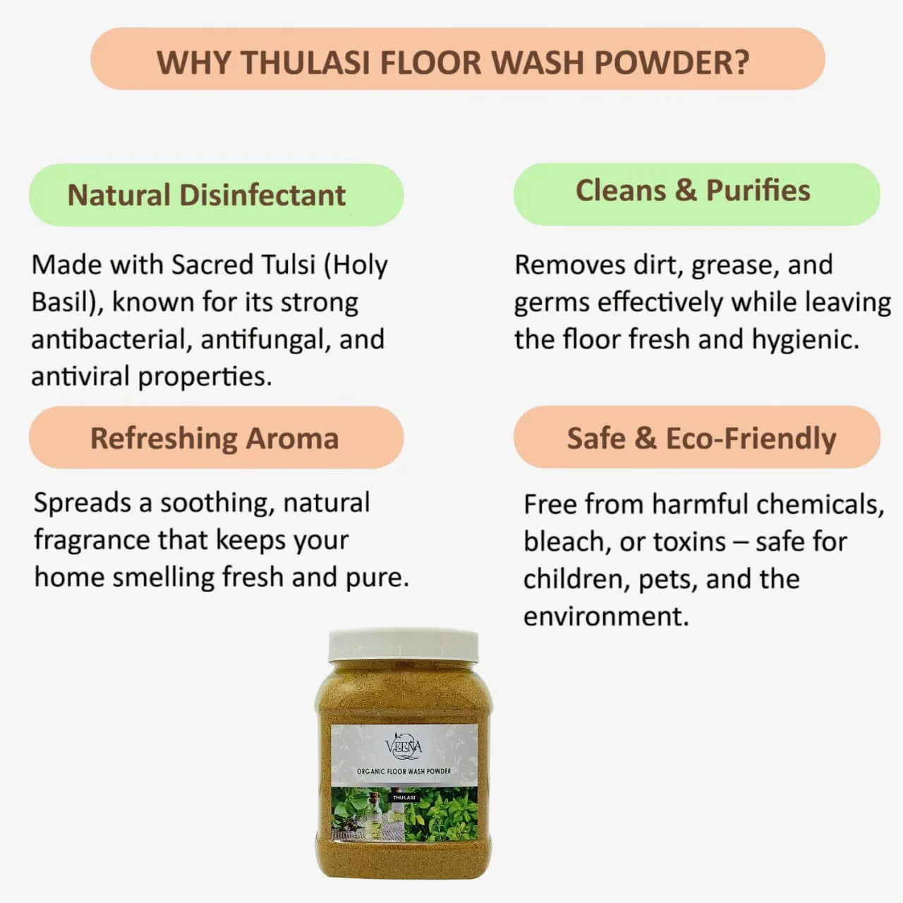 Veena Thulashi Floor Wash Powder - 400g - Orgoshops