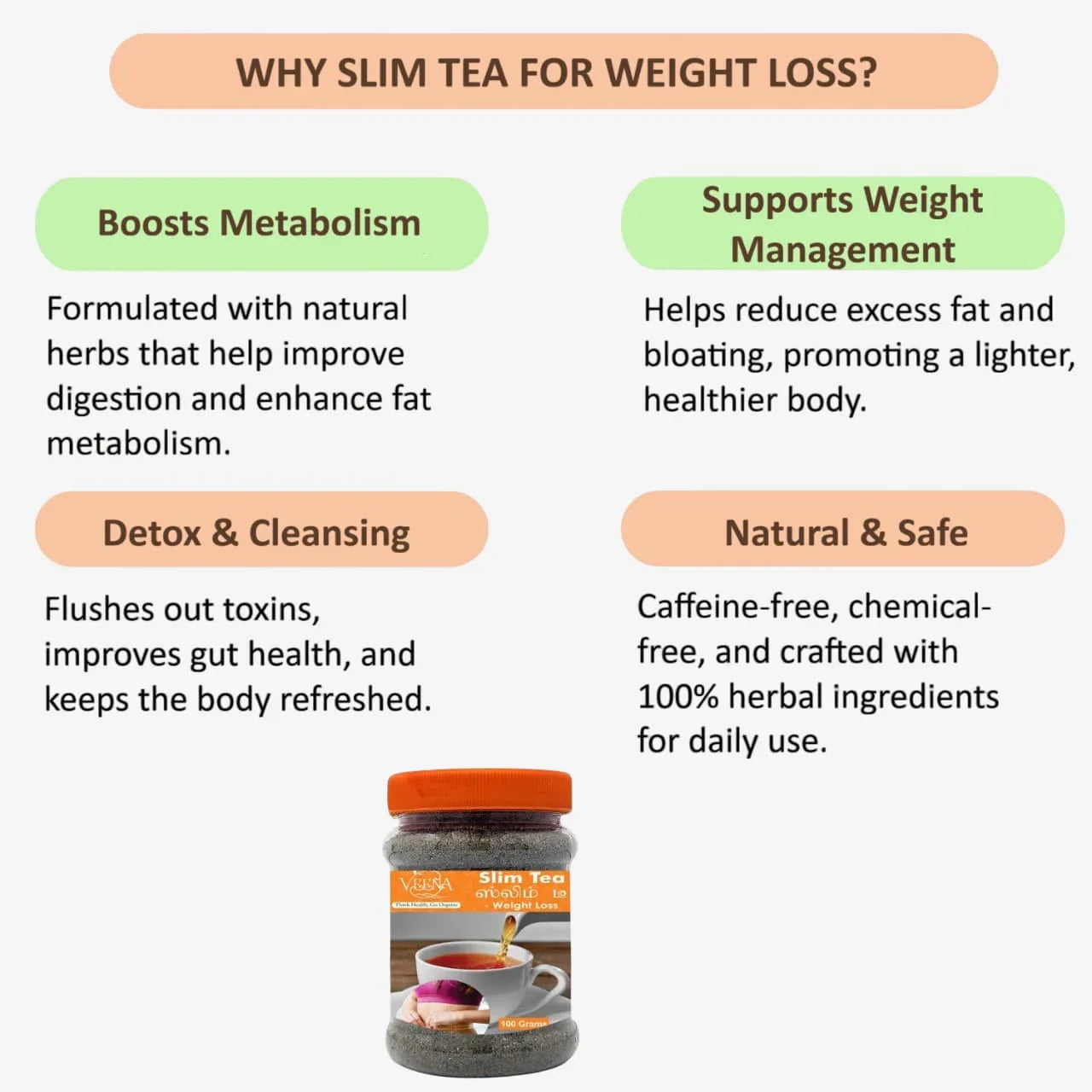Veena Slim Tea For Weight Loss - 100 g ( Pack of 2 ) - Orgoshops