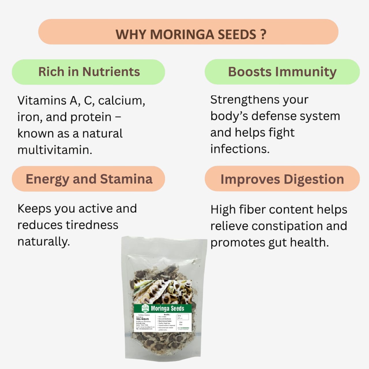 Veena Moringa Seeds - 100g ( Pack of 2 )