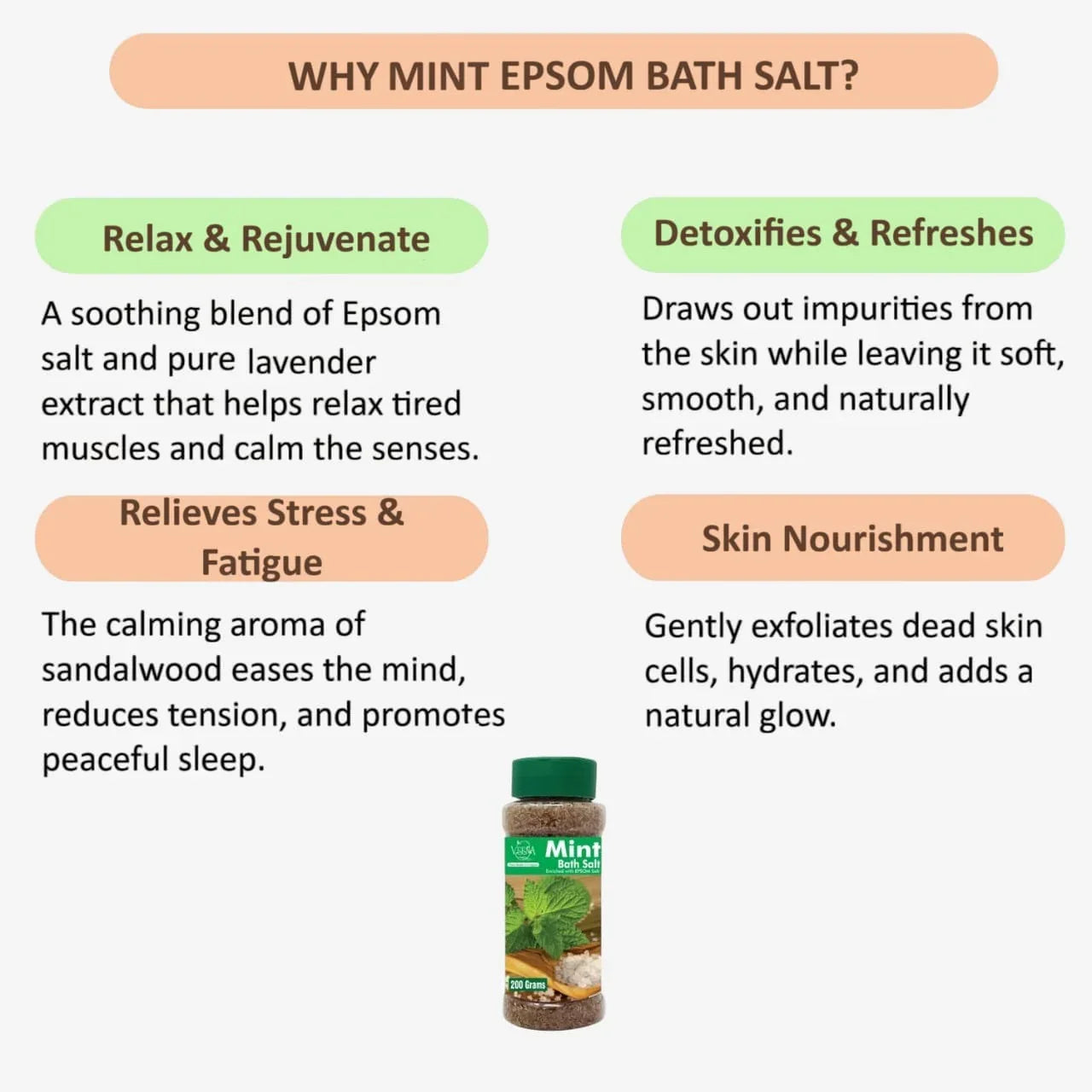 Veena Mint Epsom Bath Salt - 200g - Orgoshops