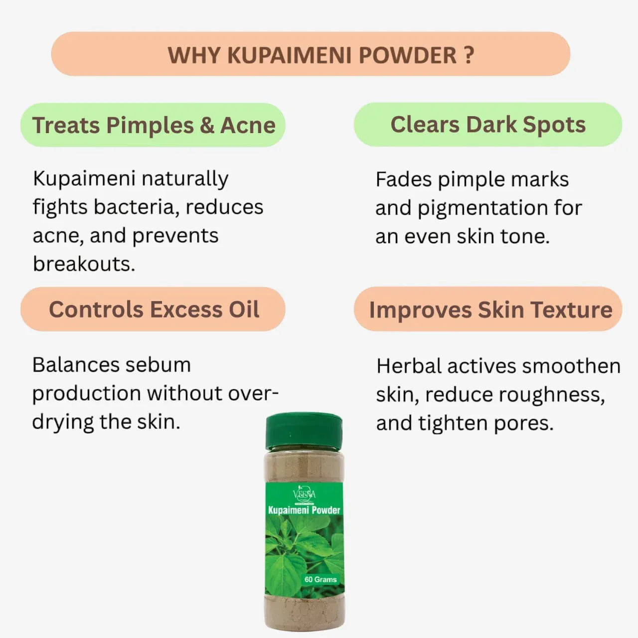 Veena Kupaimeni Powder - 60g ( Pack of 3 ) - Orgoshops