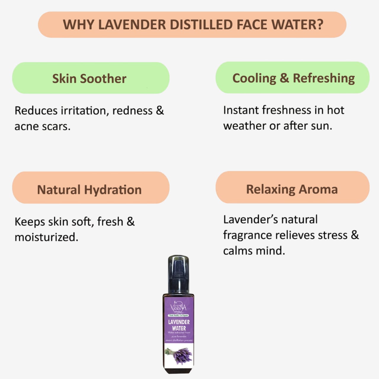 Veena Lavender Distilled Face Water - 100ml