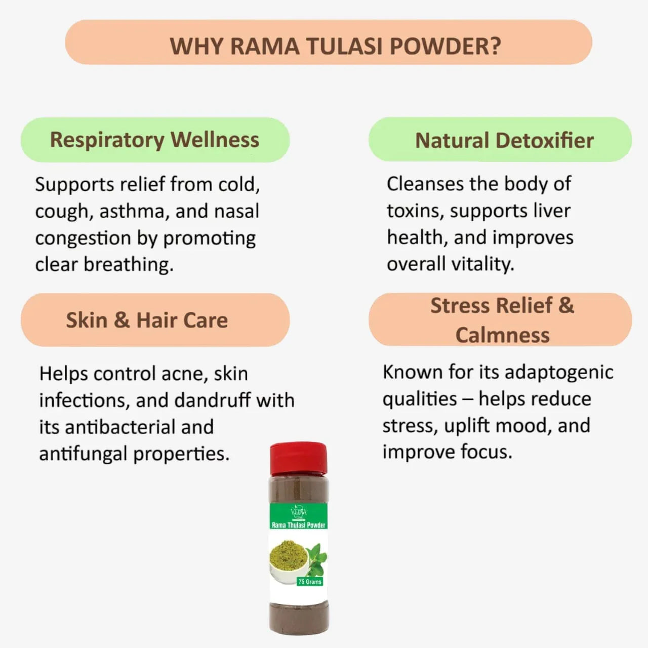 Veena Rama Thulasi Powder - 75g ( Pack of 2 ) - Orgoshops