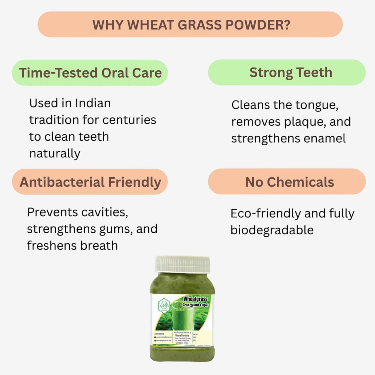 Veena Wheat Grass Powder - 50g ( Pack of 2 )