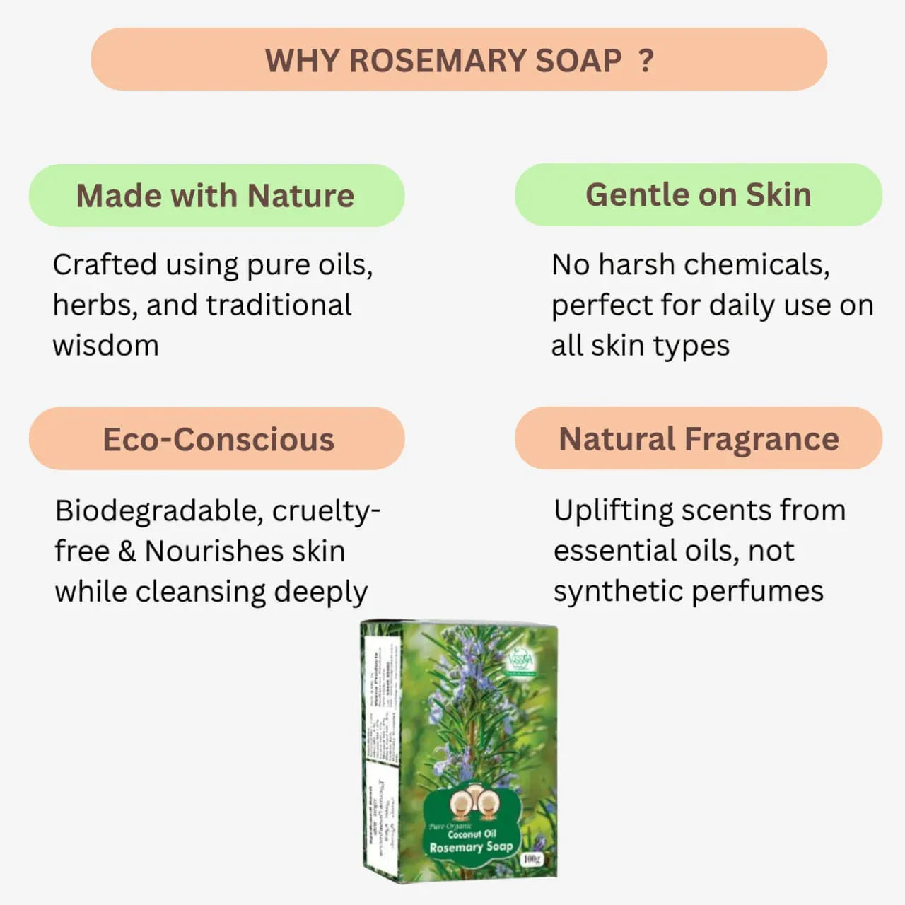 Veena Rosemary Soap - 100g ( Pack of 2 ) - Orgoshops