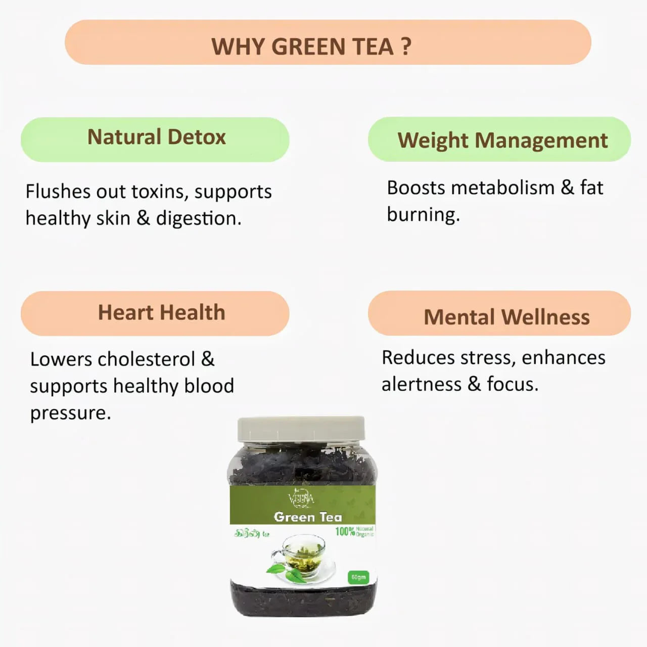 Veena Green Tea - 80g ( Pack of 2 ) - Orgoshops
