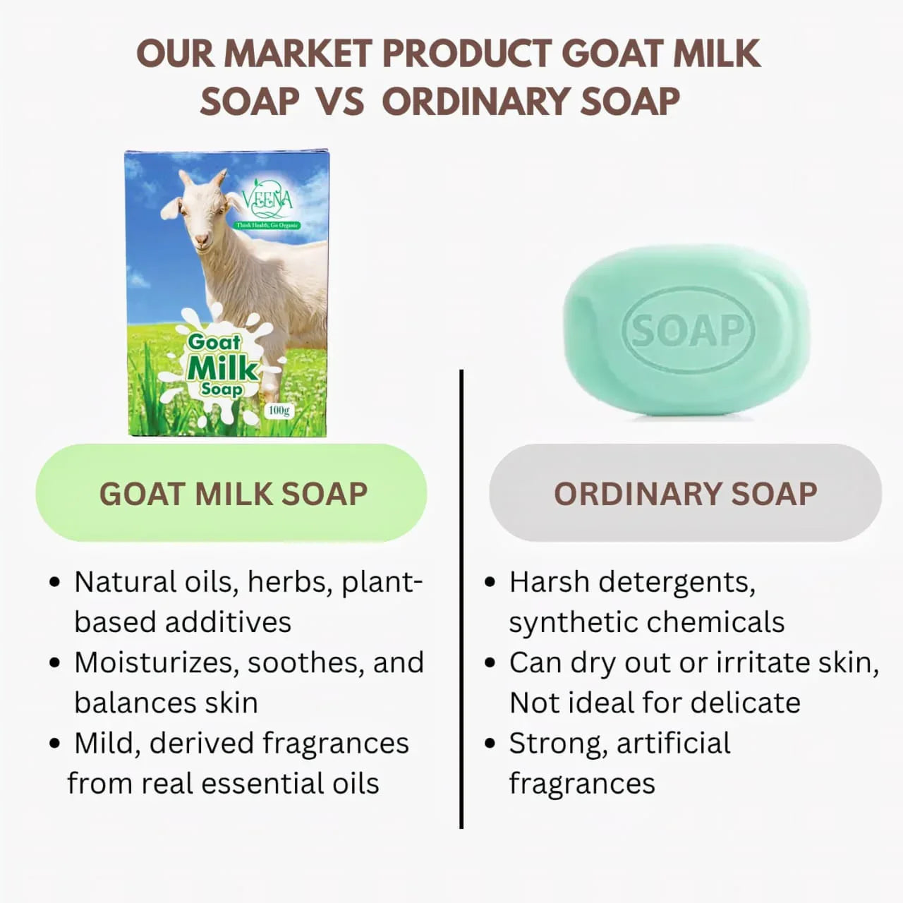 Veena Goat Milk Soap - 100gm (Bye 1 Get 1 Free Offer) - Orgoshops