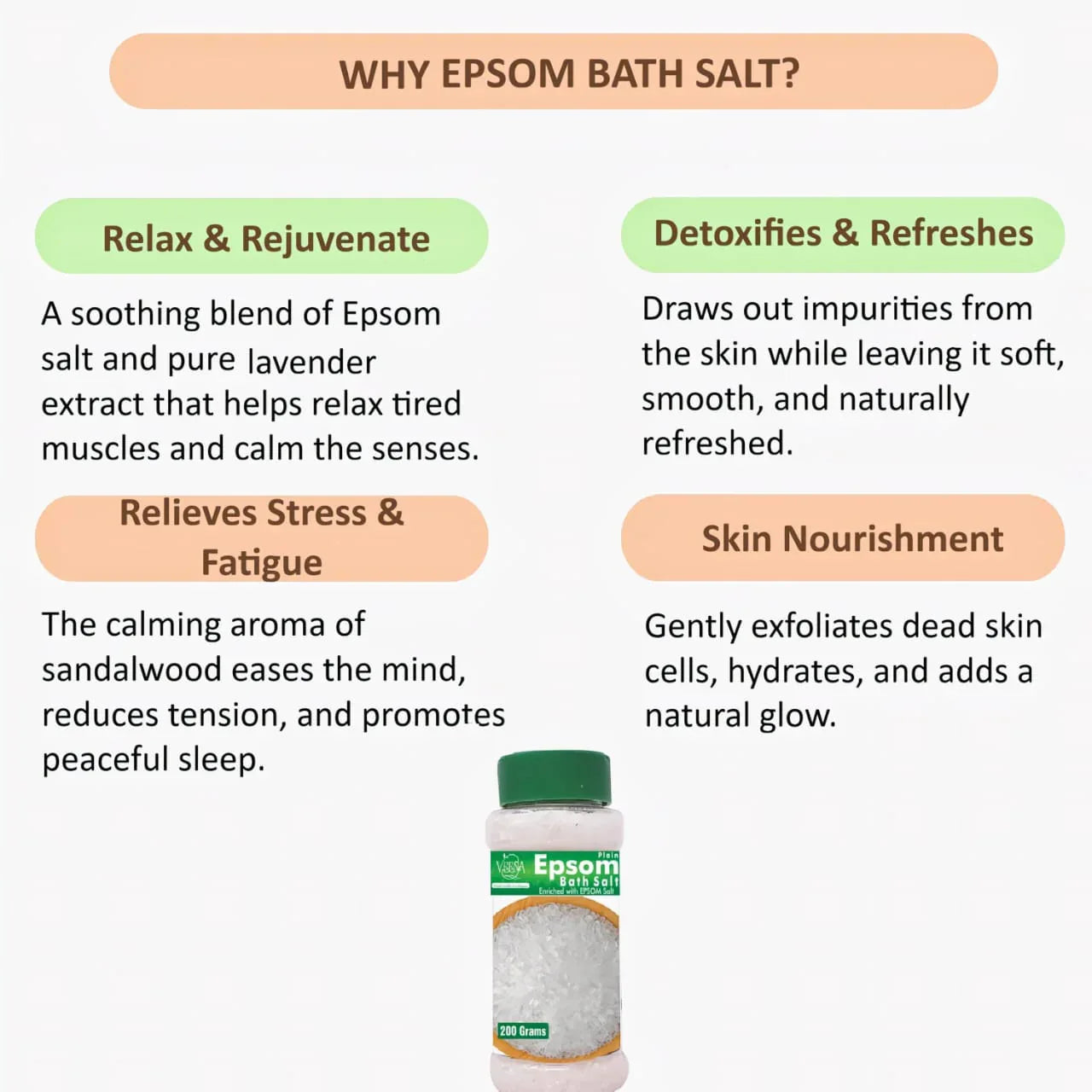 Veena Epsom Bath Salt Plain - 200g ( Pack of 2 ) - Orgoshops