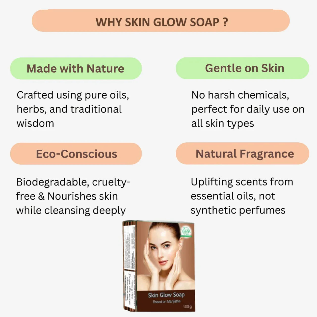 Veena Skin Glow Soap - Based on Manjishta - 100 g ( Pack of 2 ) - Orgoshops