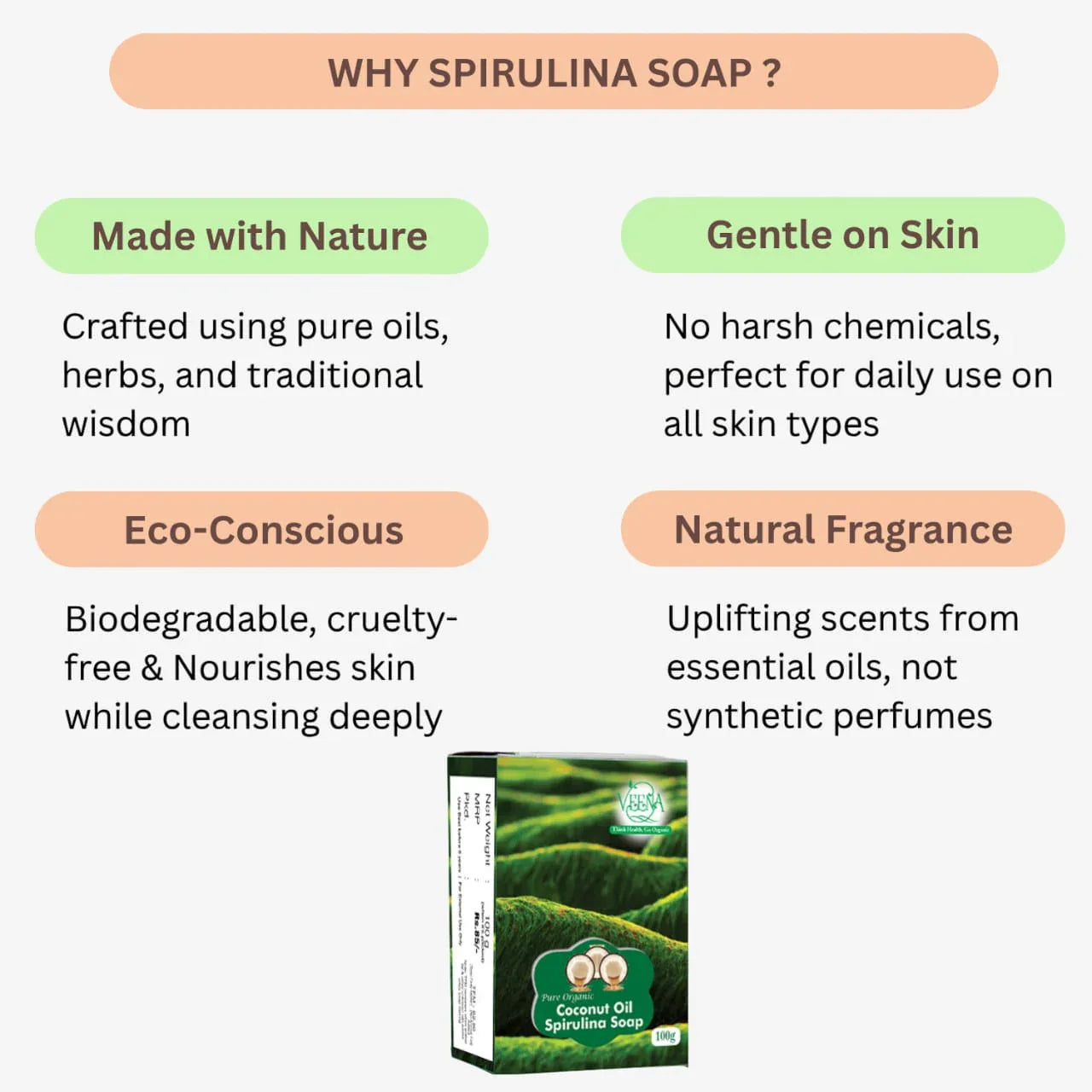 Veena Spirulina Soap - 100 g ( Pack of 3) - Orgoshops