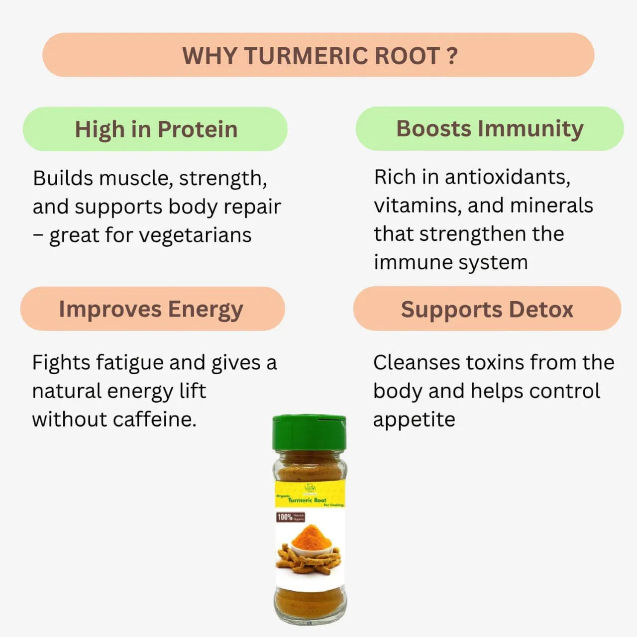 Veena Organic Turmeric Root - 50g ( Pack of 3 ) - Orgoshops