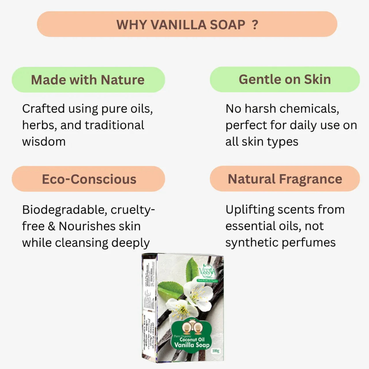 Veena Vanilla Soap - 100 g ( Pack of 3 ) - Orgoshops