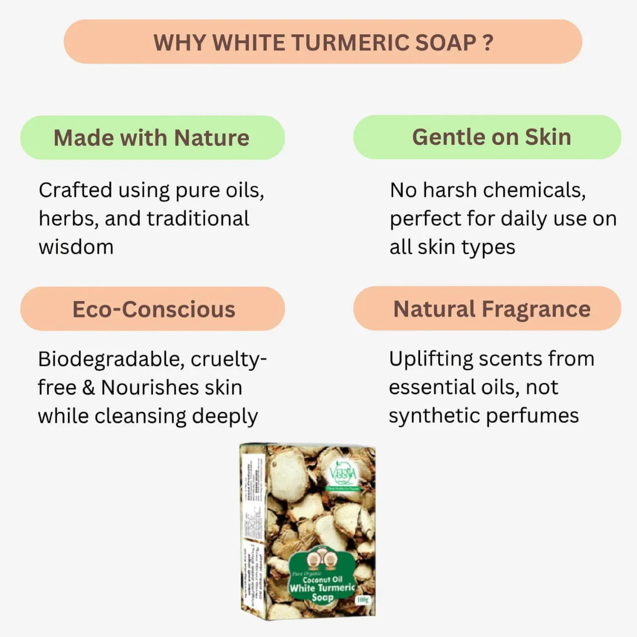 Veena White Turmeric Soap - 100g ( Pack of 2 ) - Orgoshops