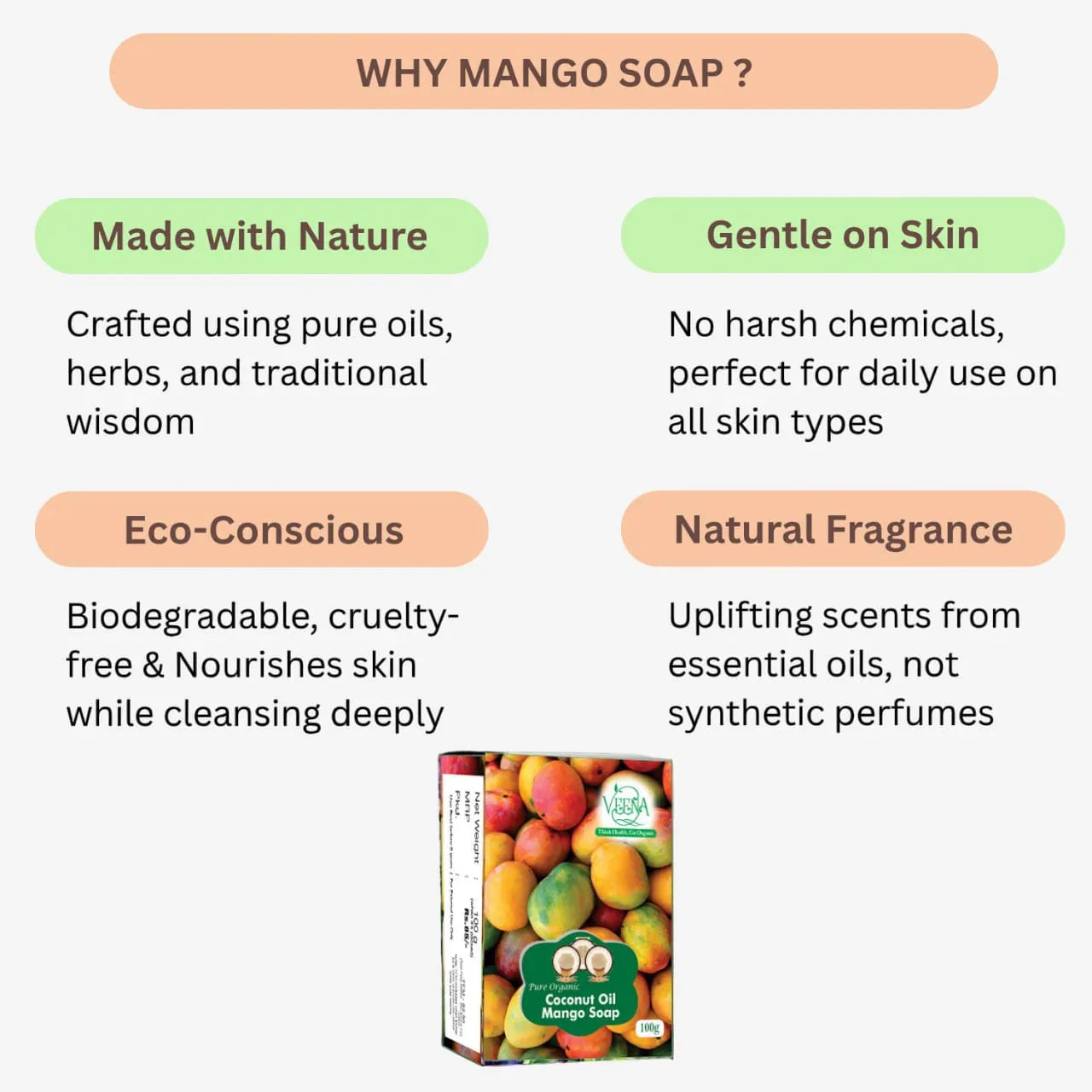 Veena Mango Soap - 100g ( Pack of 3) - Orgoshops