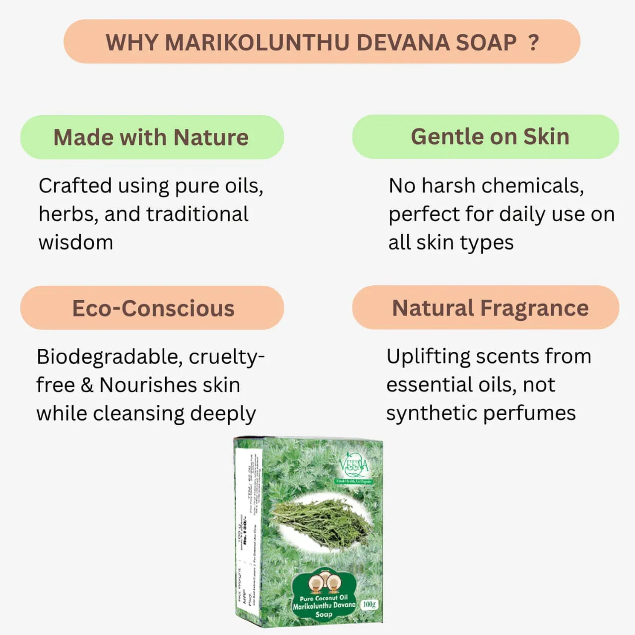 Veena Marikolunthu Devana Soap - 100g ( Pack of 2 ) - Orgoshops