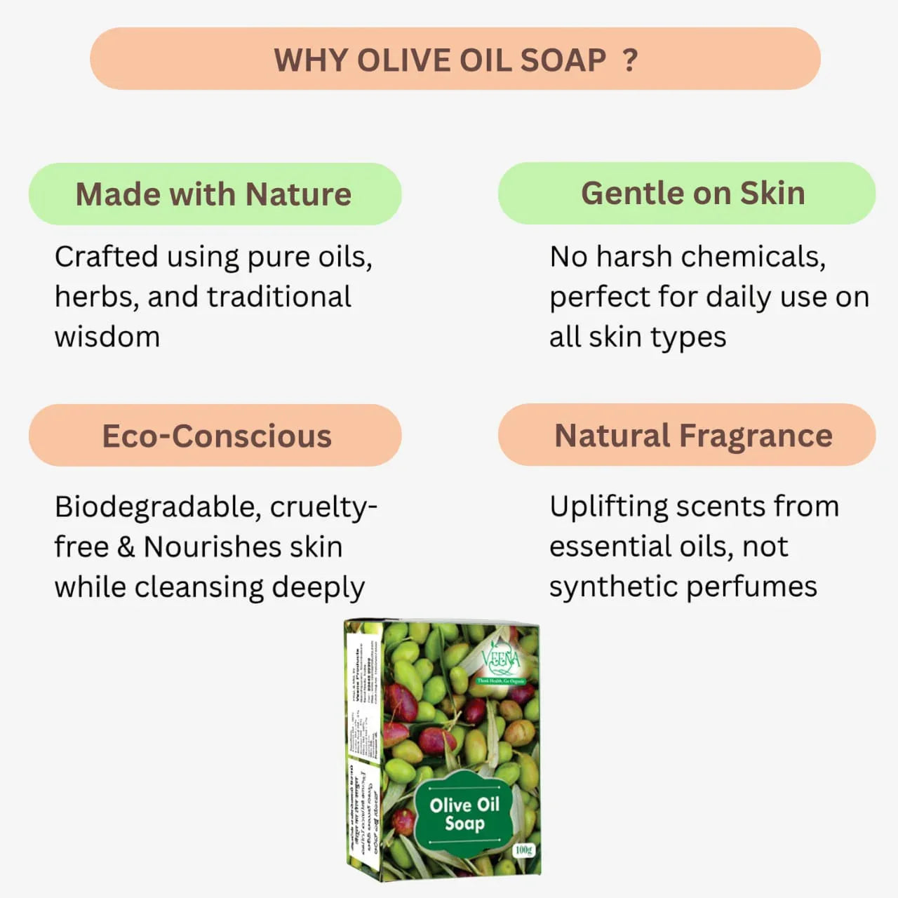 Veena Olive Oil Soap - 100 g ( pack of 2 ) - Orgoshops