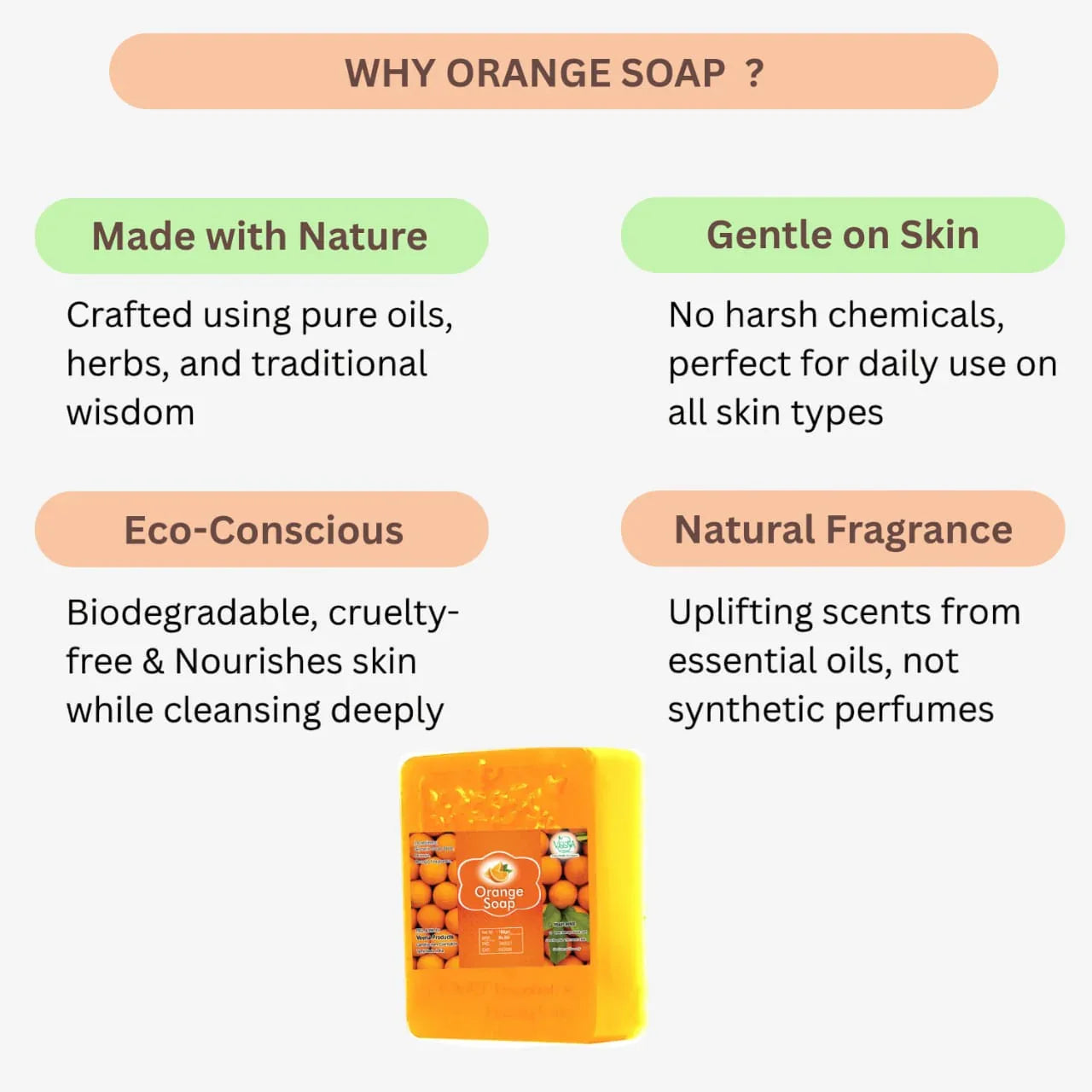 Veena Orange Soap - 100g ( Pack of 3 ) - Orgoshops