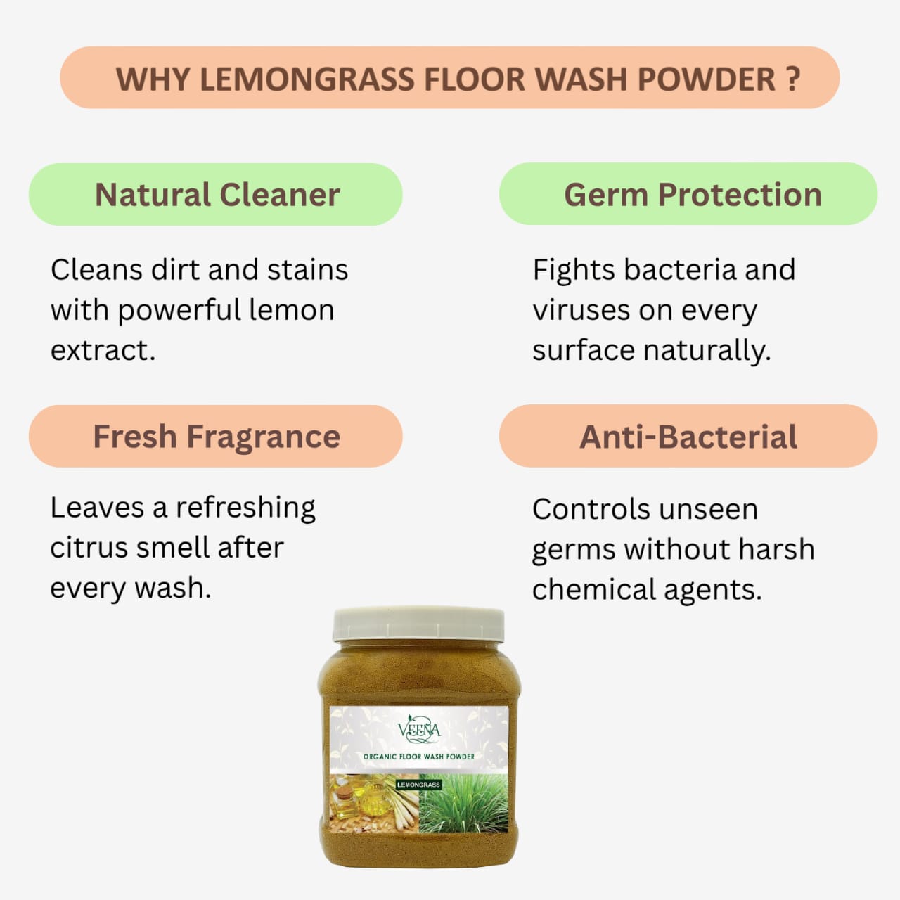 Veena Lemon Grass Floor Wash Powder - 400g