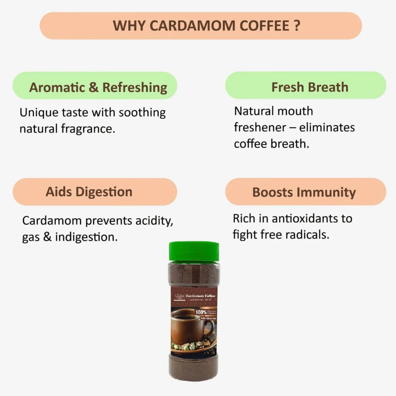 Veena Cardamom Coffee - 100g ( Pack of 2 ) - Orgoshops