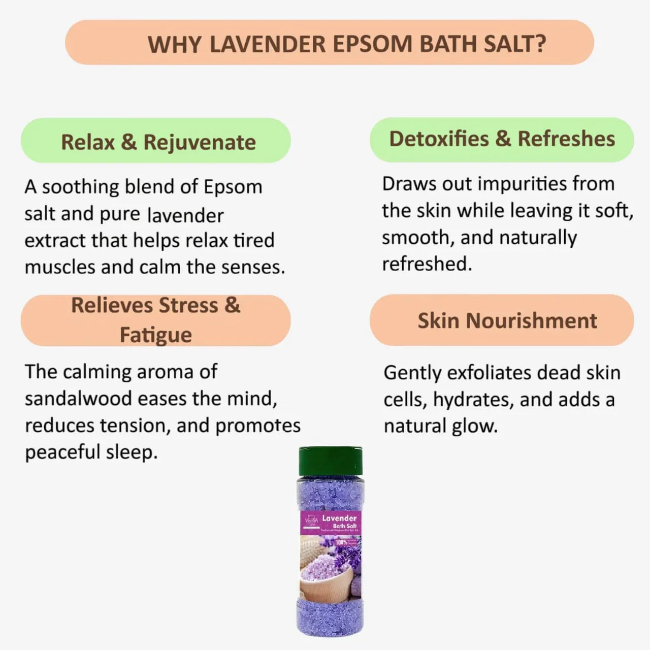 Veena Lavender Epsom Bath Salt - 200g - Orgoshops