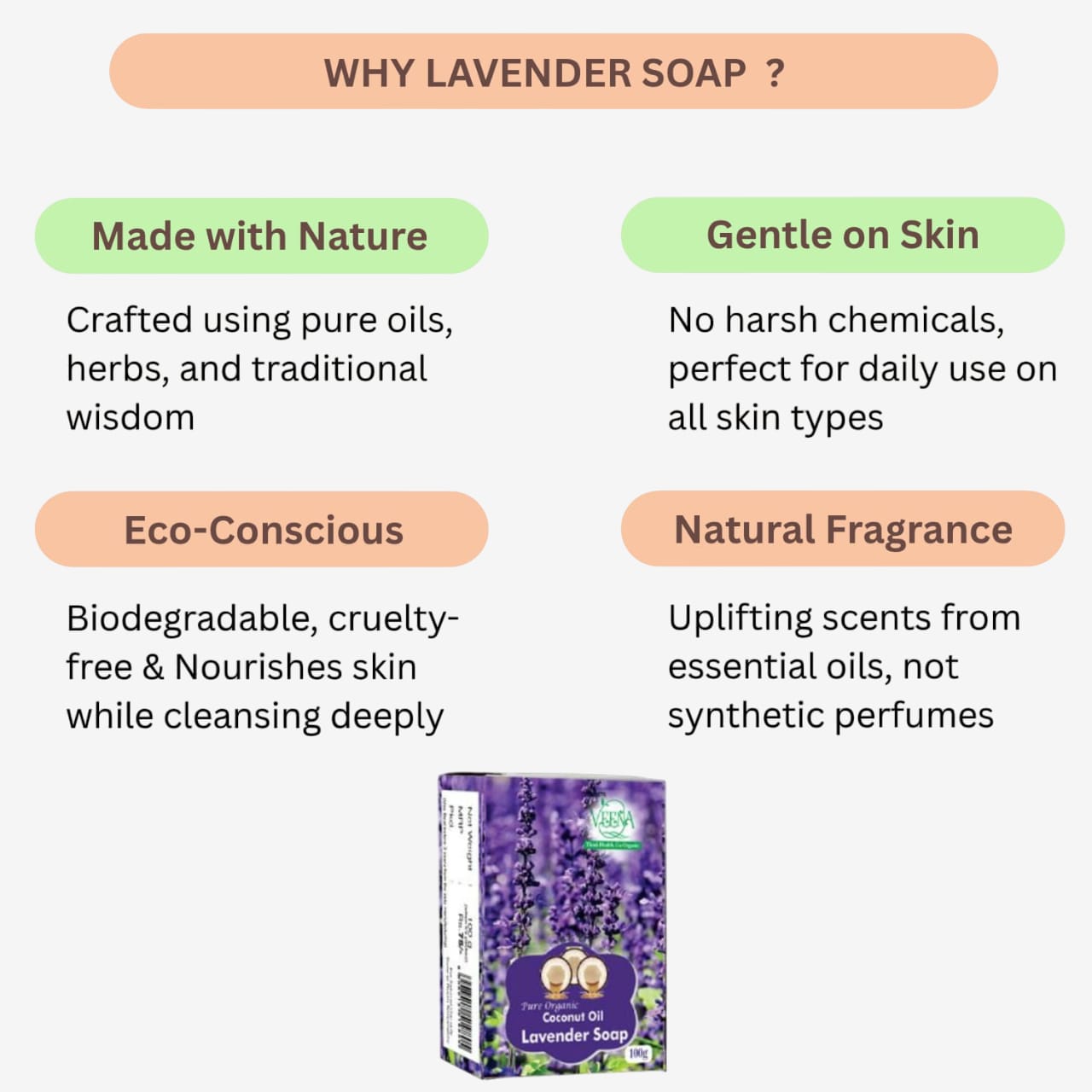 Veena Lavender Soap - 100g ( Pack of 3 )